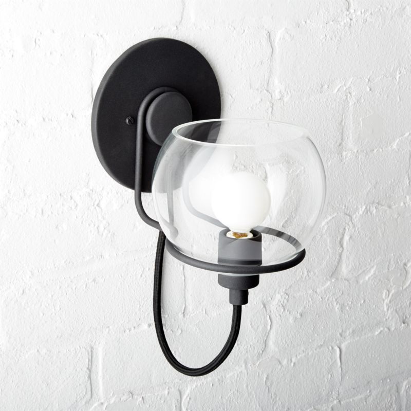Rest Clear Glass Black Wall Sconce CB2
